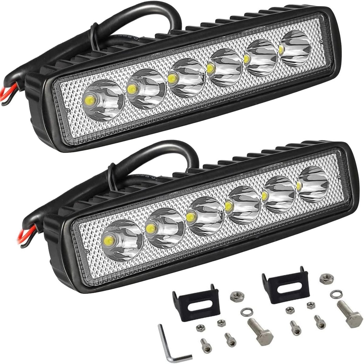 LED lichtbalk 6 inch - 18W enkelrij - waterdicht IP67 - krachtige verlichting voor SUV en truck - SnelShoppen
