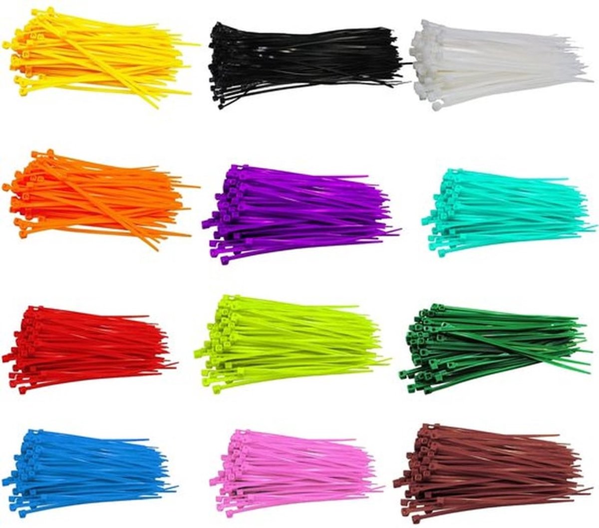 Kabelbinders 1200 Stuks - Zelfsluitende Kabelbinders - Gekleurde Nylon Kabelbinders - Verstelbare Kabelbinders - Multifunctionele Kabelbinders - Ideaal voor Kabelbeheer - Binders