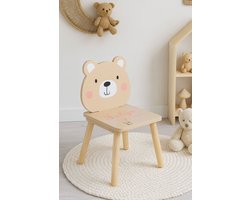 Gepersonaliseerd houten kinderstoeltje ballon met de naam en geboortedatum van het kindje. Het kinderstoeltje in de vorm van een beertje wordt bedrukt met de naam en indien gewenst de geboortedatum van het kindje.