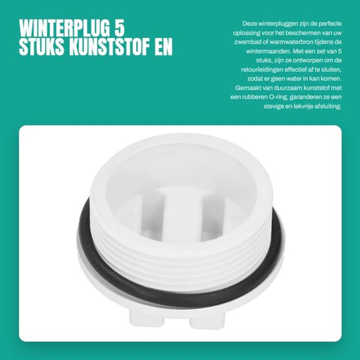Winterplug 5 stuks - Afvoerplug - Kunststof met rubberen ring - Voor zwembad/spa - 1,5 inch - 5,5x3,3 cm