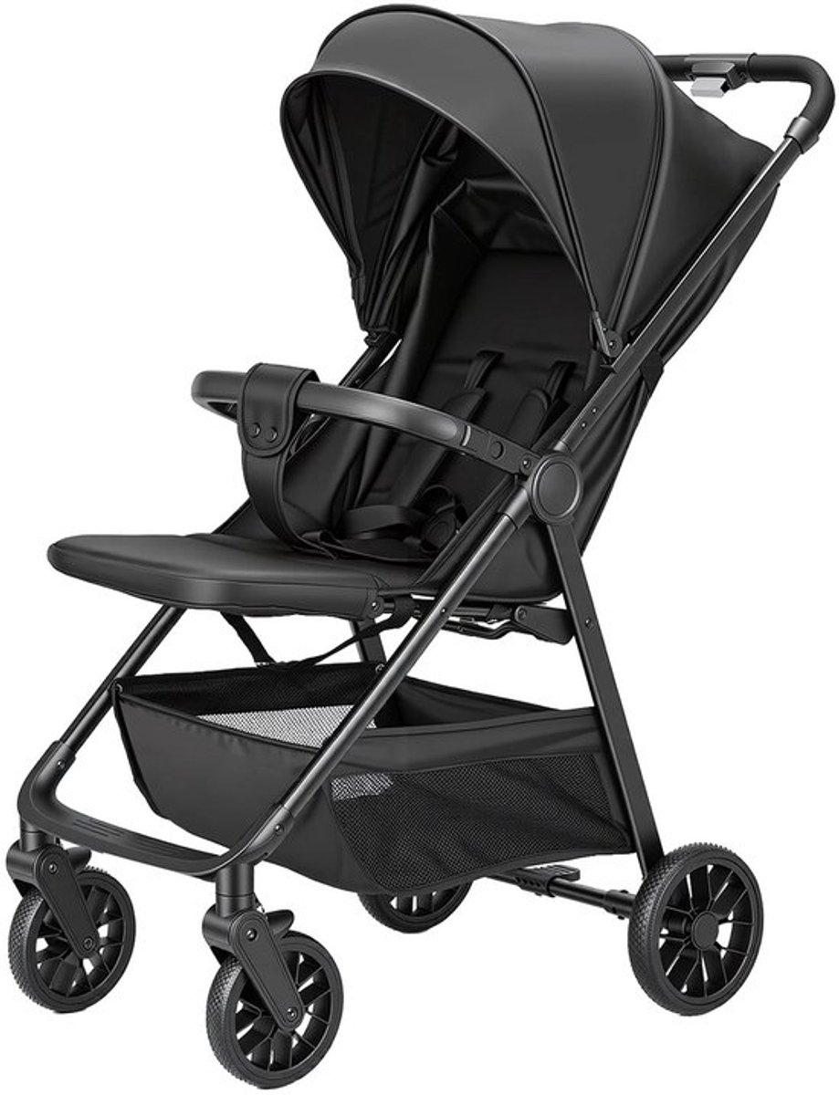 Kinderwagen voor peuters met verstelbare zitting, ultracompacte kinderwagen met grote opbergmand, luifel, voo
