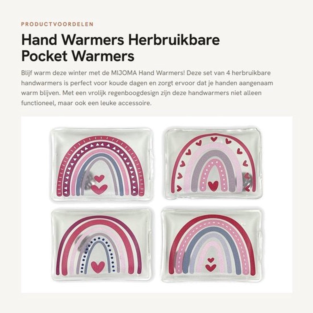 Handwarmers herbruikbaar - Set van 4 - Zakwarmers - Vingerwarmers - Huidvriendelijke kunststof hoes - Tot 55 °C warmte