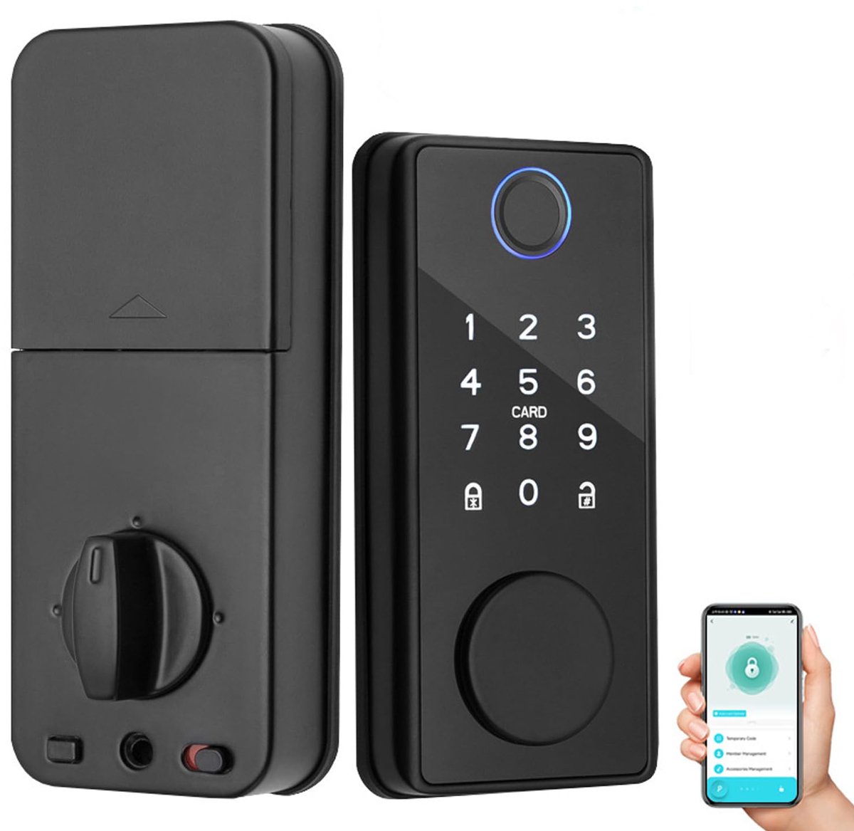 SnelShoppen - Smart Lock 5-in-1 Keyless Entry Deurslot met Vingerafdruk, App Control, Elektronische Nachtschoot, Biometrische Sloten, Touchscreen Toet