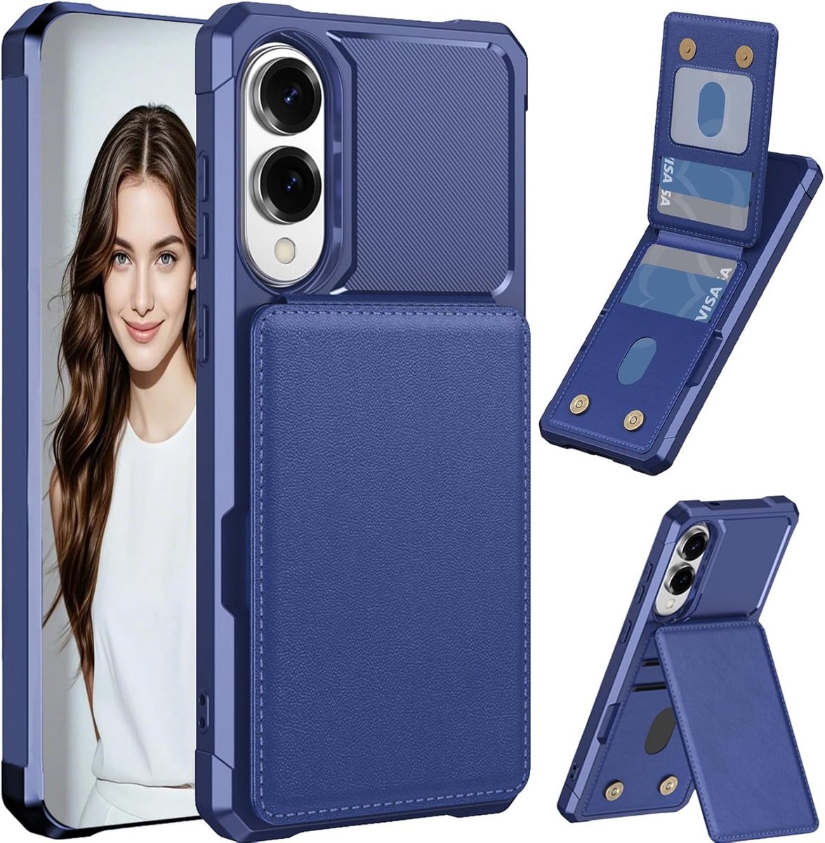 Elegante PU Leren Wallet Case met Kaarthouder voor Samsung Galaxy S25 Edge in ZM Blauw - Bescherming en Functionaliteit in Één
