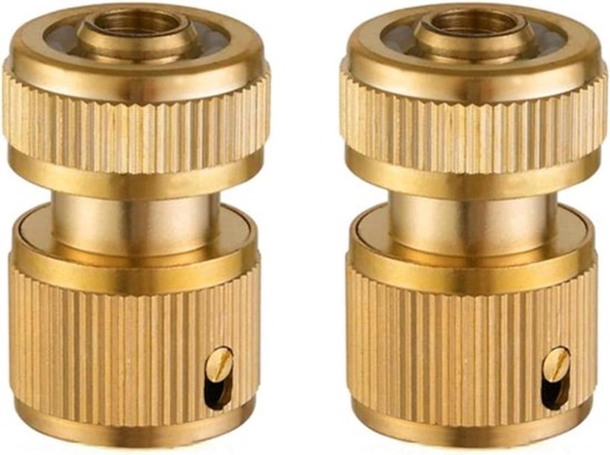 Snelkoppelingen 1/2 Inch Messing voor Tuinslang - Set van 2 Stuks - Tuinirrigatie Accessoires Bouw Snelkoppeling - Tuinslang Connectoren met Draad voor Tuinbewatering