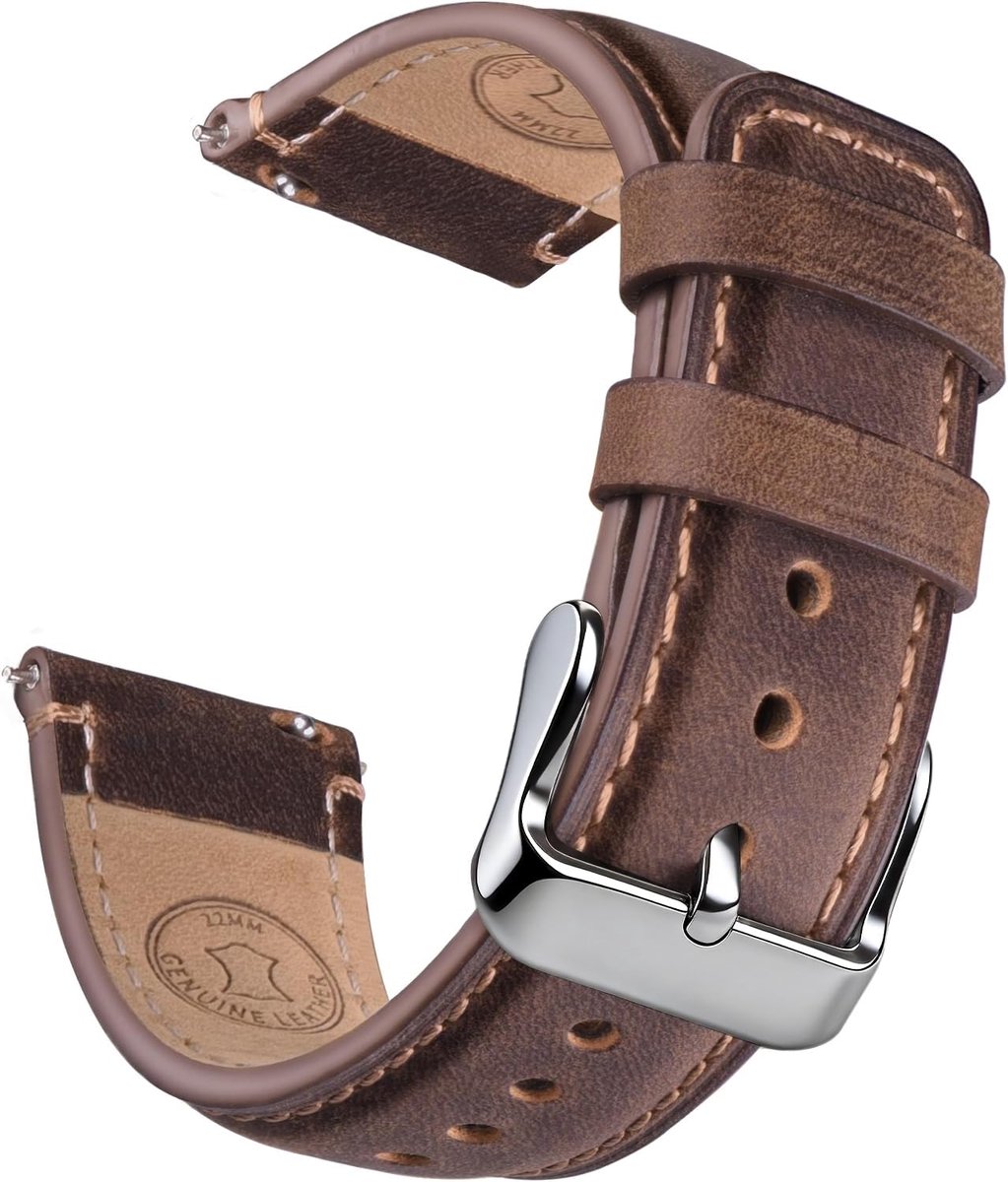 Wristitani Leather Watch Strap, 20mm 22mm Top Genuine Leather Watch Straps for Men, Quick Release Vintage Wristband - ShopVlot