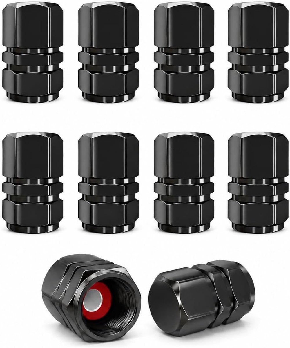 Set van 10 Ventieldoppen voor Auto met Dichtingen voor Schone Bedekking en Stabilisatie van Bandenluchtdruk