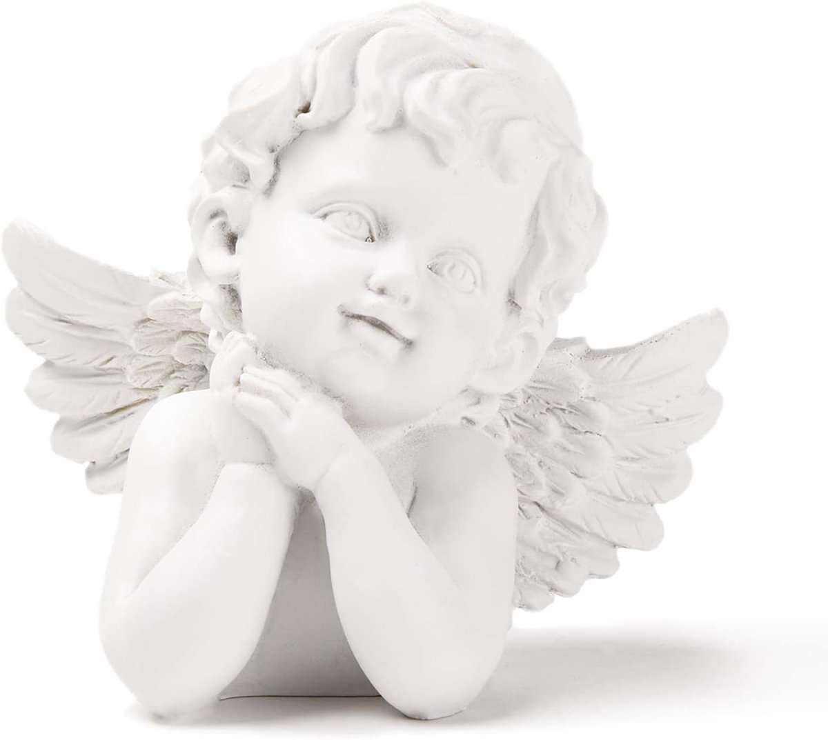 Resin White Praying Angel Statue Cherub Wings Angel Figure Home Office Farm Decoration Angel Memorial Statue TQGJST115 - ShopVlot