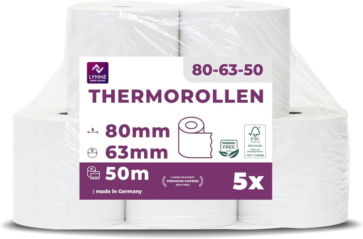 5pcs Thermal Rolls/Receipt Rolls/Receipt Rolls 80mm x 80m x 12mm (80 x 80 x 12) for all common thermal paper cash - ShopVlot