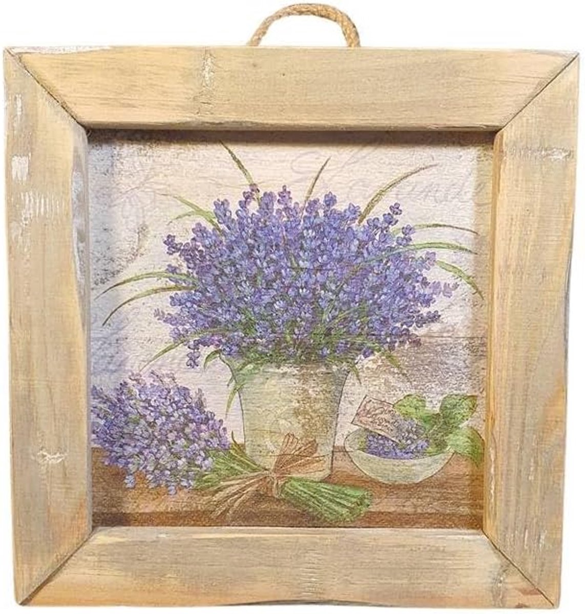 Houten wandtegel, lavendel, 22 x 22 cm, handbeschilderde look, wanddecoratie, Dutch Mood, cadeau-idee - ShopVlot