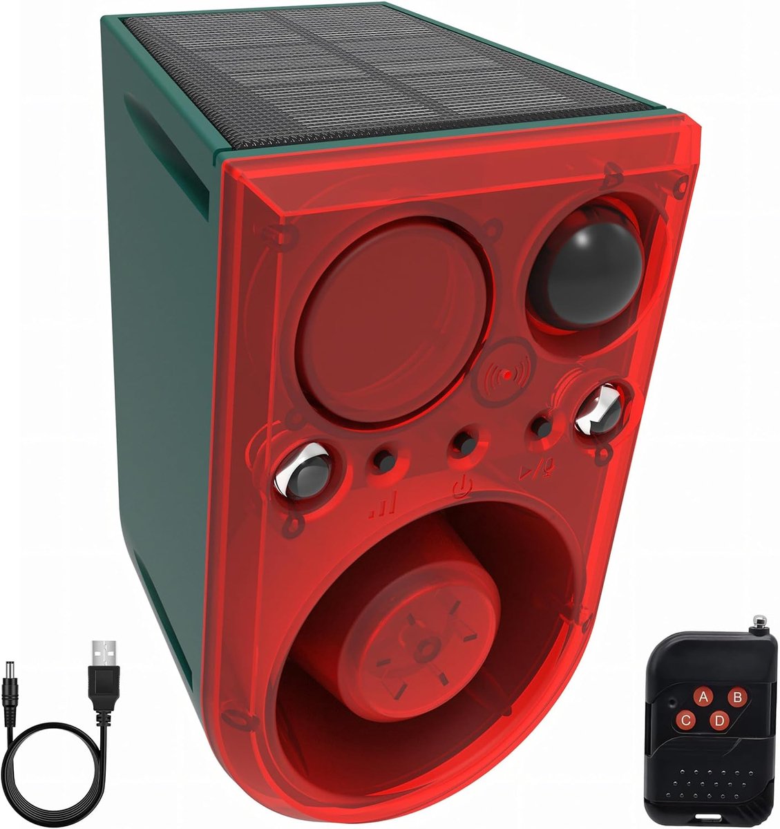 Solar Motion Sensor Alarm: Solar Motion Detector 129db Super Loud Speaker, Ultrasonic Motion Sensor Alarm with Remote - ShopVlot