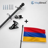 VlagDirect - Compleet vlaggenpakket - Zwarte vlaggenstok inclusief vlaggenstokhouder + Armeense vlag - Armenië vlag - 90 x 150 cm.