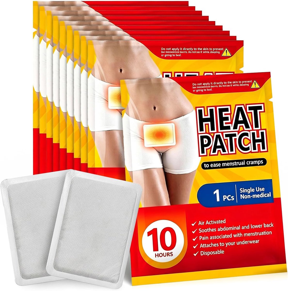 Zelfklevende warmtepleisters, 8-10 uur, extreem verwarmend, luchtgeactiveerd, puur natuurlijk voor menstruatie, rug - ShopVlot
