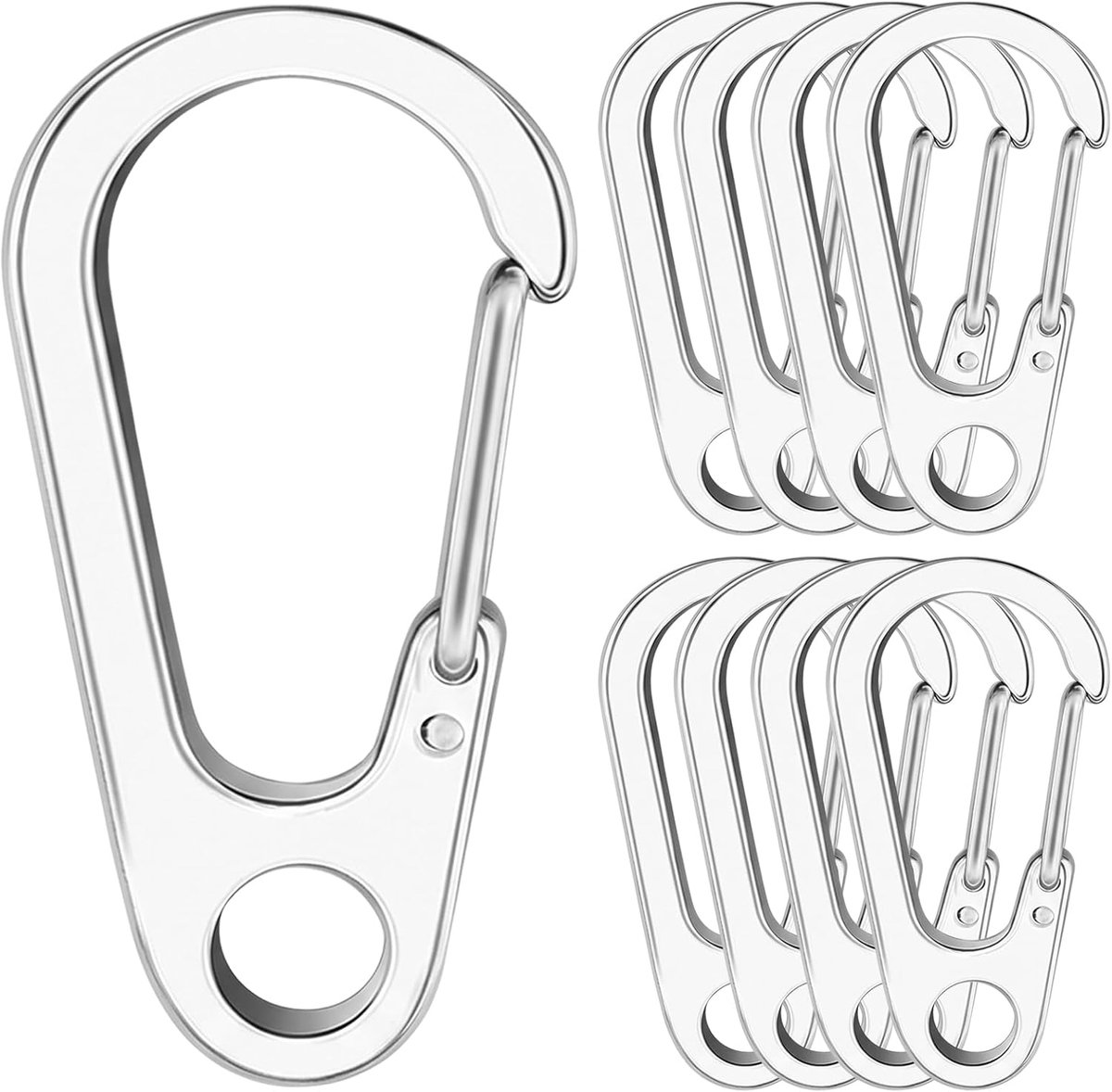 8 stuks karabijnhaken van roestvrij staal 304, 45 mm, kleine karabijnhaken voor sleutelhangers, robuuste haken voor - ShopVlot