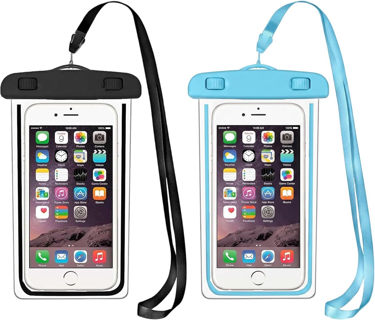 Waterdichte beschermhoes voor mobiele telefoon, 2 stuks, IPX8, waterdicht tot 7,0, voor strand, zwembad, duiken - ShopVlot