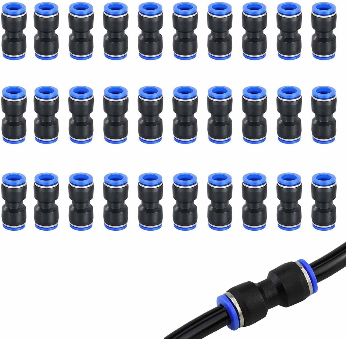 Pack of 40 Pneumatic Plug Connectors 4 mm Quick Attachments Push-in Compressed Air Connectors Set PE Plastic Pneumatic - ShopVlot