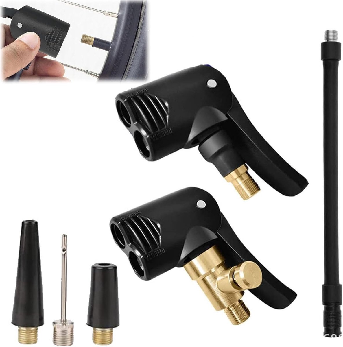 6 stuks adapters Frans ventiel, adapter autoventiel, hendelstekker, messing, fietsventieladapterset, bandenventiel - ShopVlot