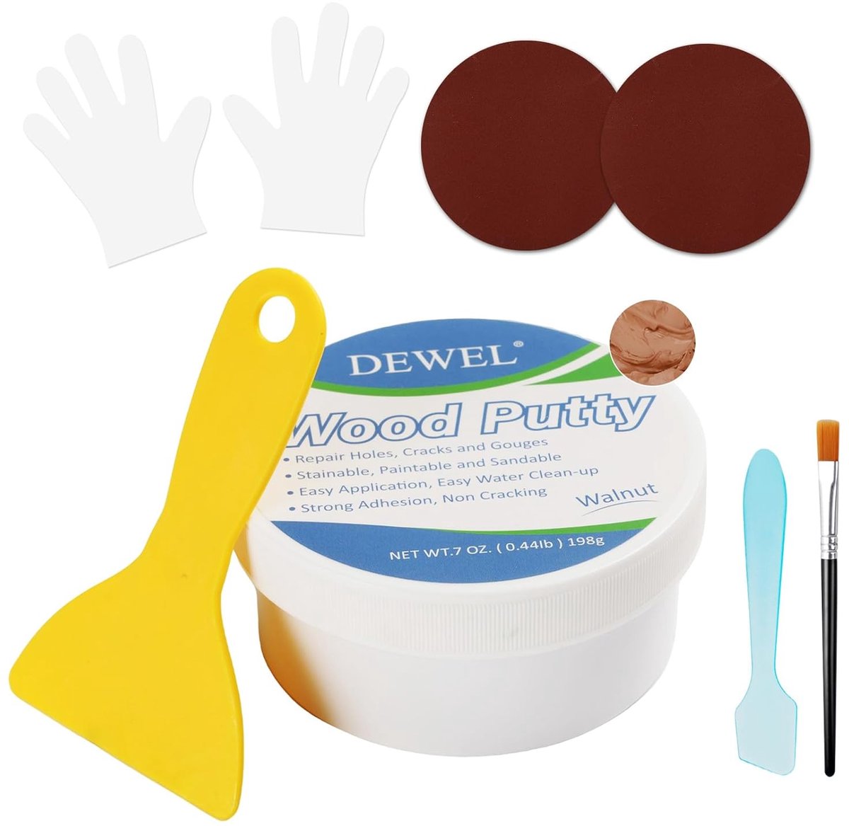 DEWEL Wood Filler Repair Kit - Walnut Wood Filler 200g Water Based Repair Kit - For Holes and Cracks - ShopVlot