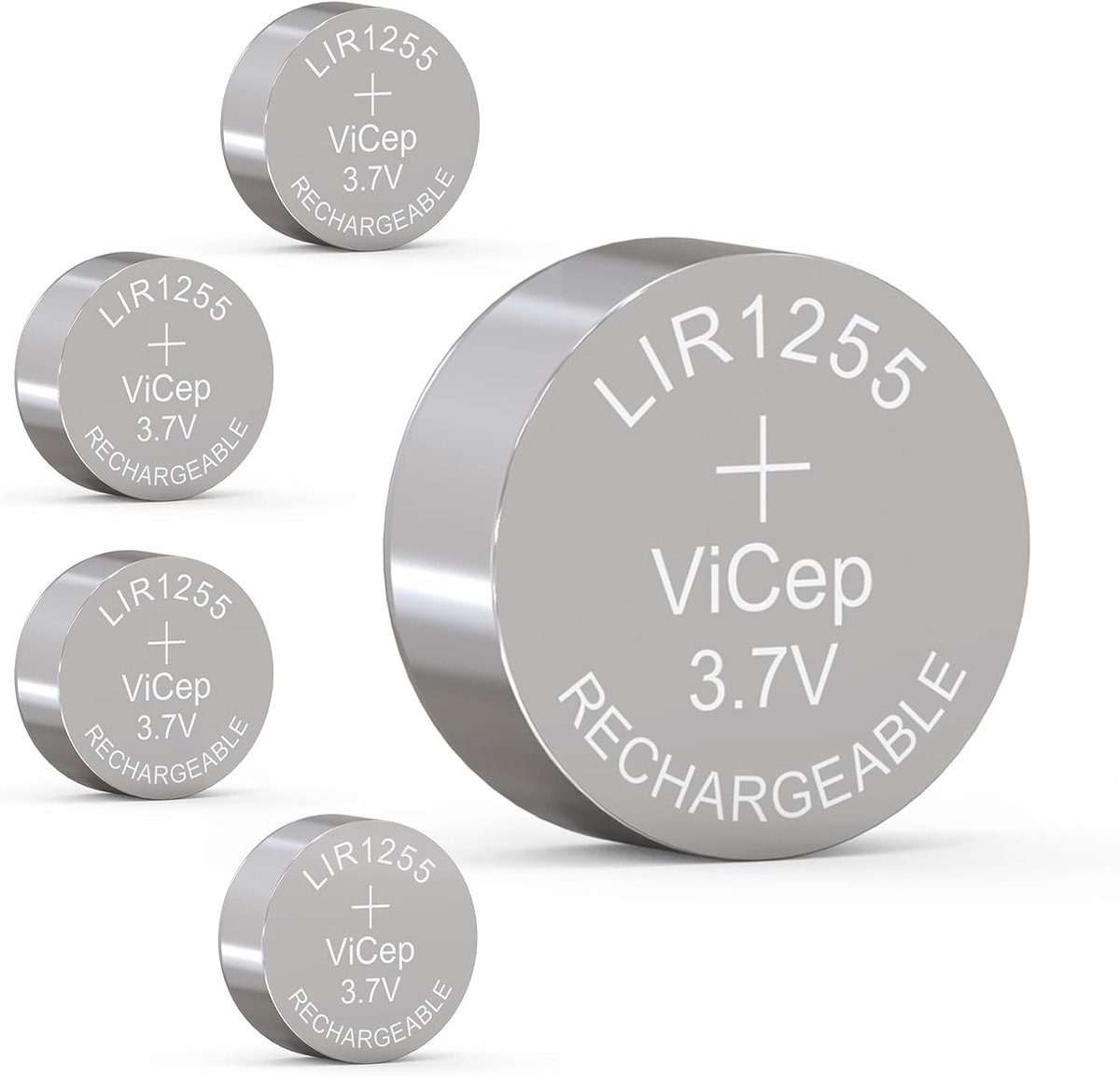 5 Pack LIR1255 Rechargeable Battery LIR1254 CP1254 3.7V 60mAh Lithium-ion Button Cell Battery for WF-1000XM3 Earbuds - ShopVlot