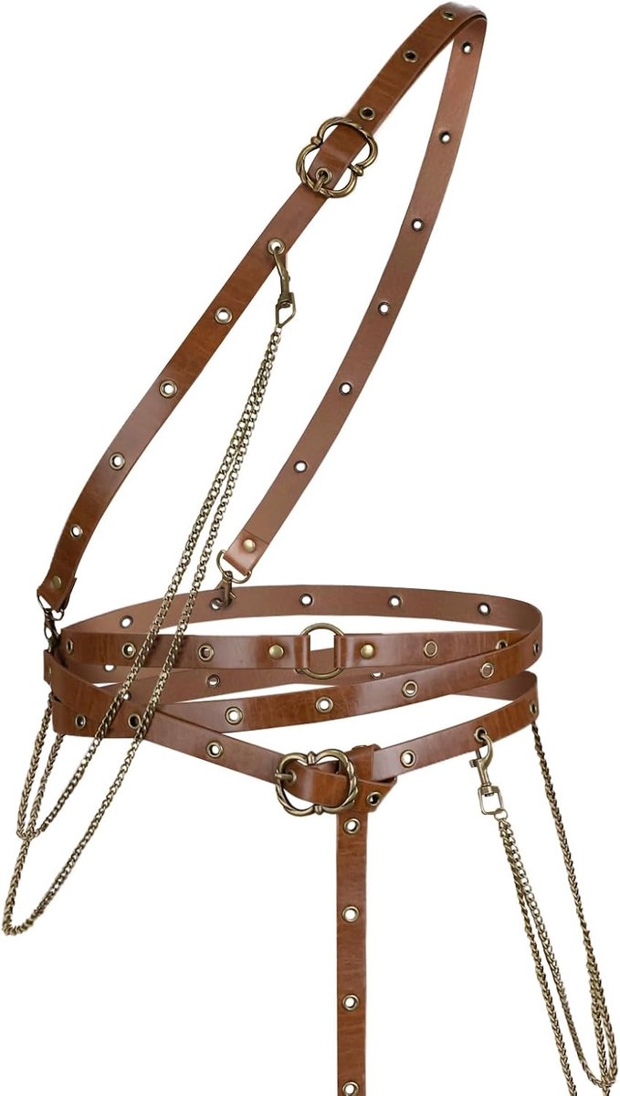 HiiFeuer Middeleeuwse Riem en Schouderriem met Ketting, Verstelbare Riem met Afneembare Ketting voor Cosplay - ShopVlot