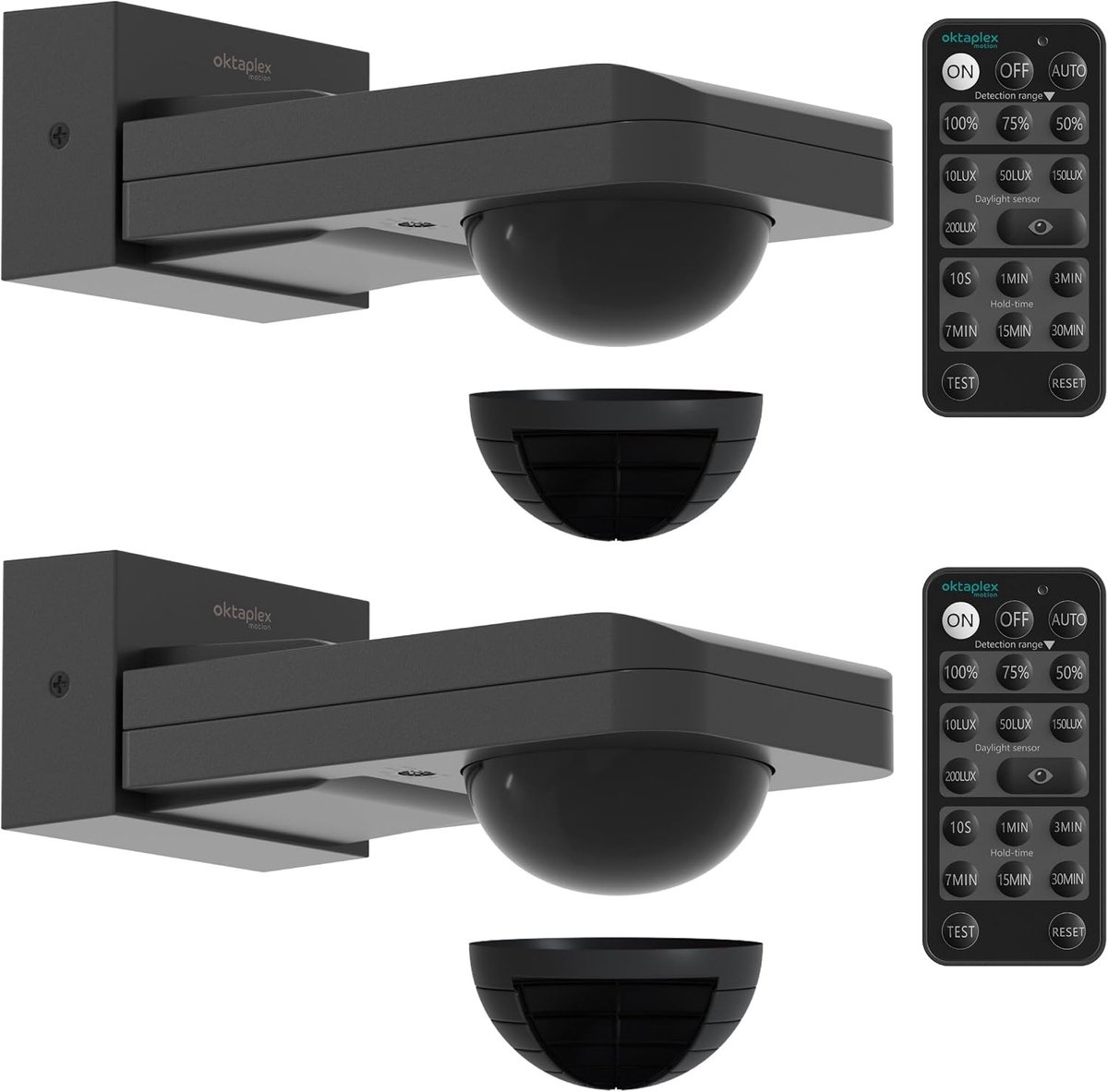 Oktaplex Set of 2 Tea Rotating Motion Sensor Outdoor 360 Degrees incl. Remote Control Infrared Sensor IP65 9 m Range - ShopVlot