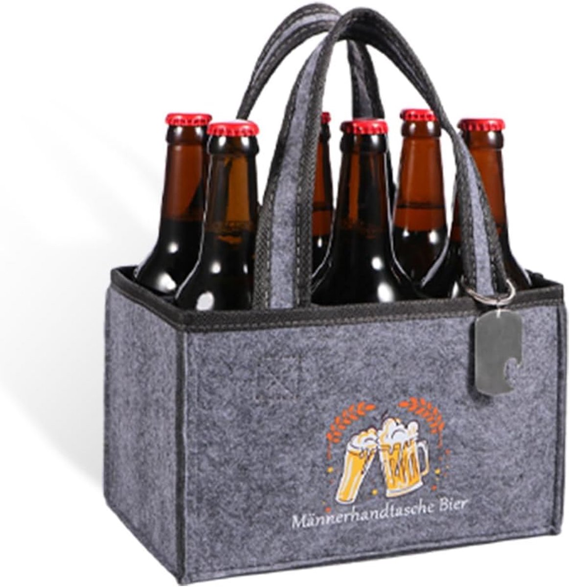 Men's Handbag, Men's Handbag, Beer Handbag, Beer Bottle Carrier, 6 Bottles, Reusable Bottle Bag, Bottle Carrier with - ShopVlot