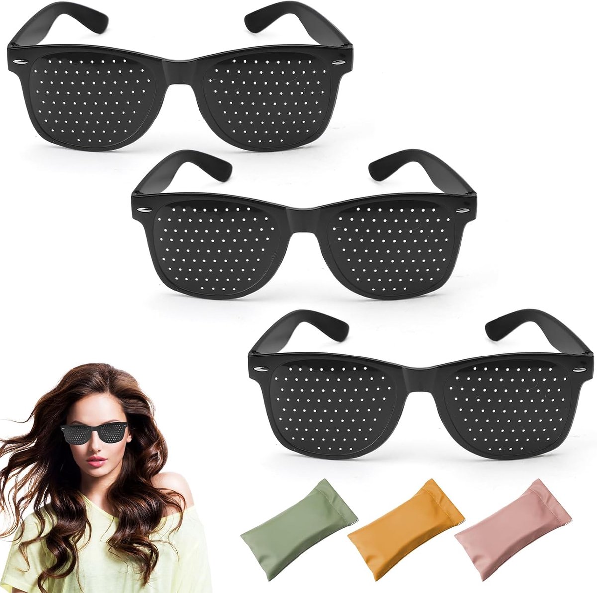 HENGBIRD 3 Pack Grid Glasses Eye Training Pinhole Glasses Eye Training Hole Glasses Original Eye Training Hole Glasses - ShopVlot
