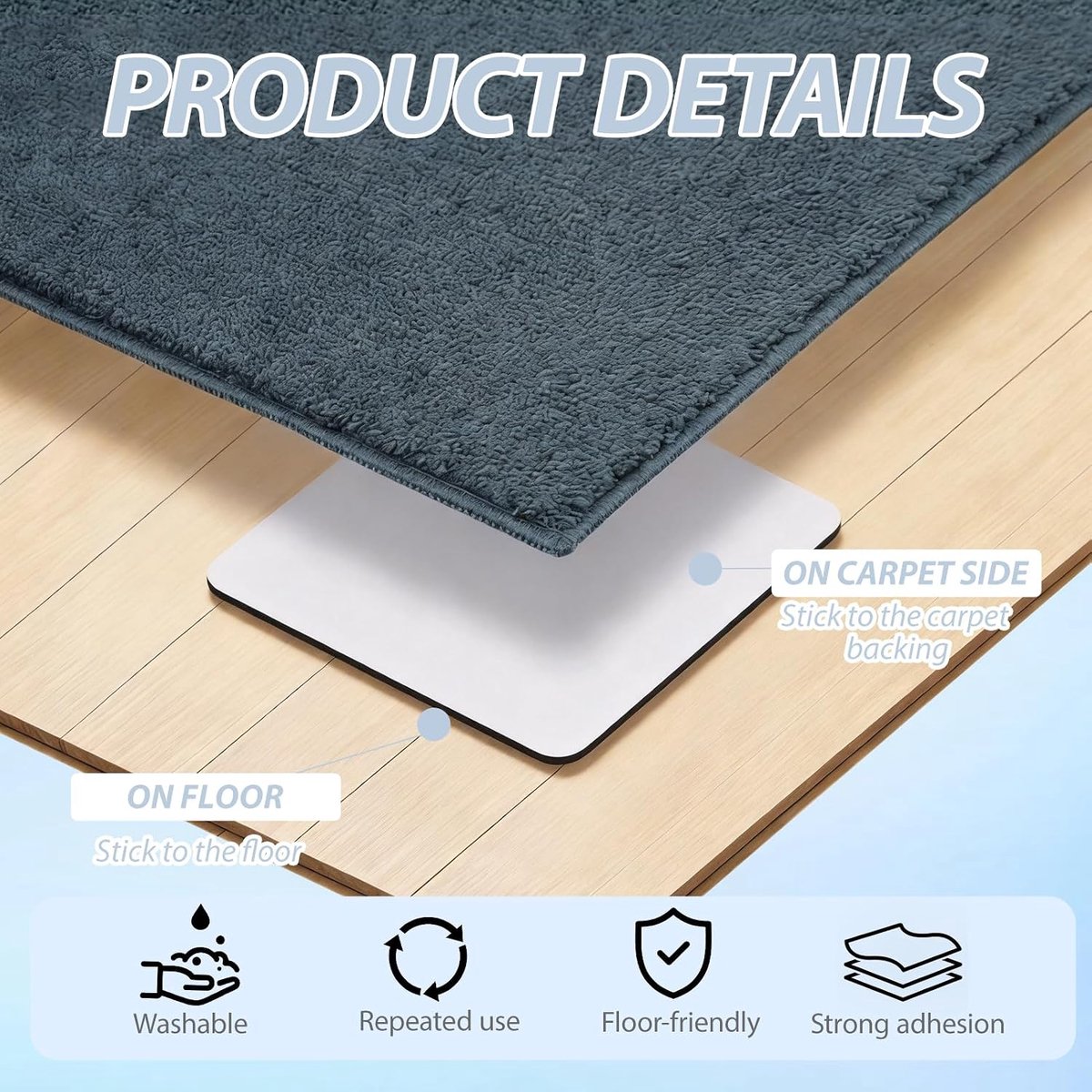 Kluz Antislip mat 10 × 10 cm, 4 stuks lijm voor tapijthoeken, vloermat, antislipmat, bevestiging van tapijt, tegels en - ShopVlot
