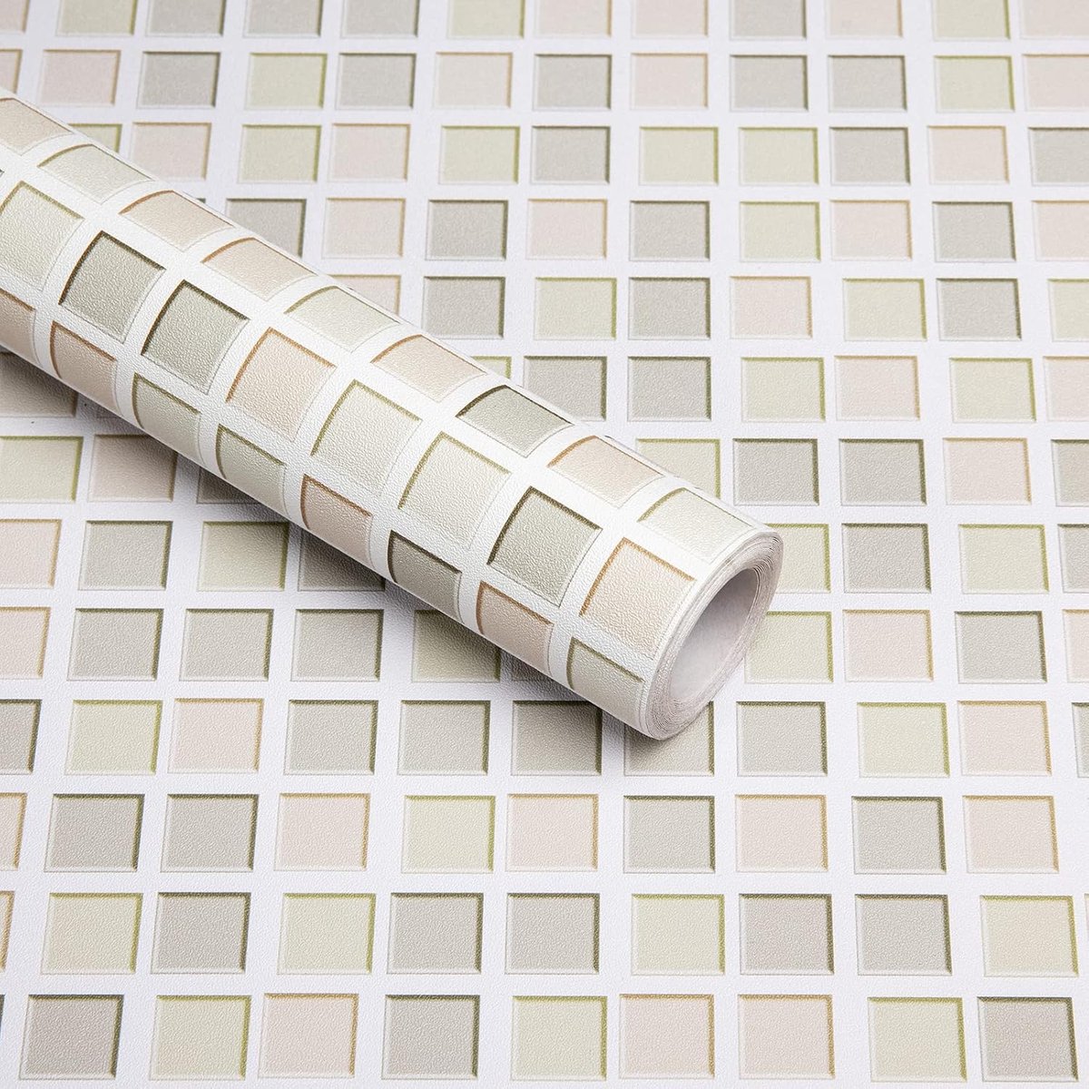 Hode Adhesive Film Mosaic 40 x 300 cm Self-Adhesive Film Khaki Tile Stickers for Bathroom Kitchen Tiles Work Surfaces - ShopVlot
