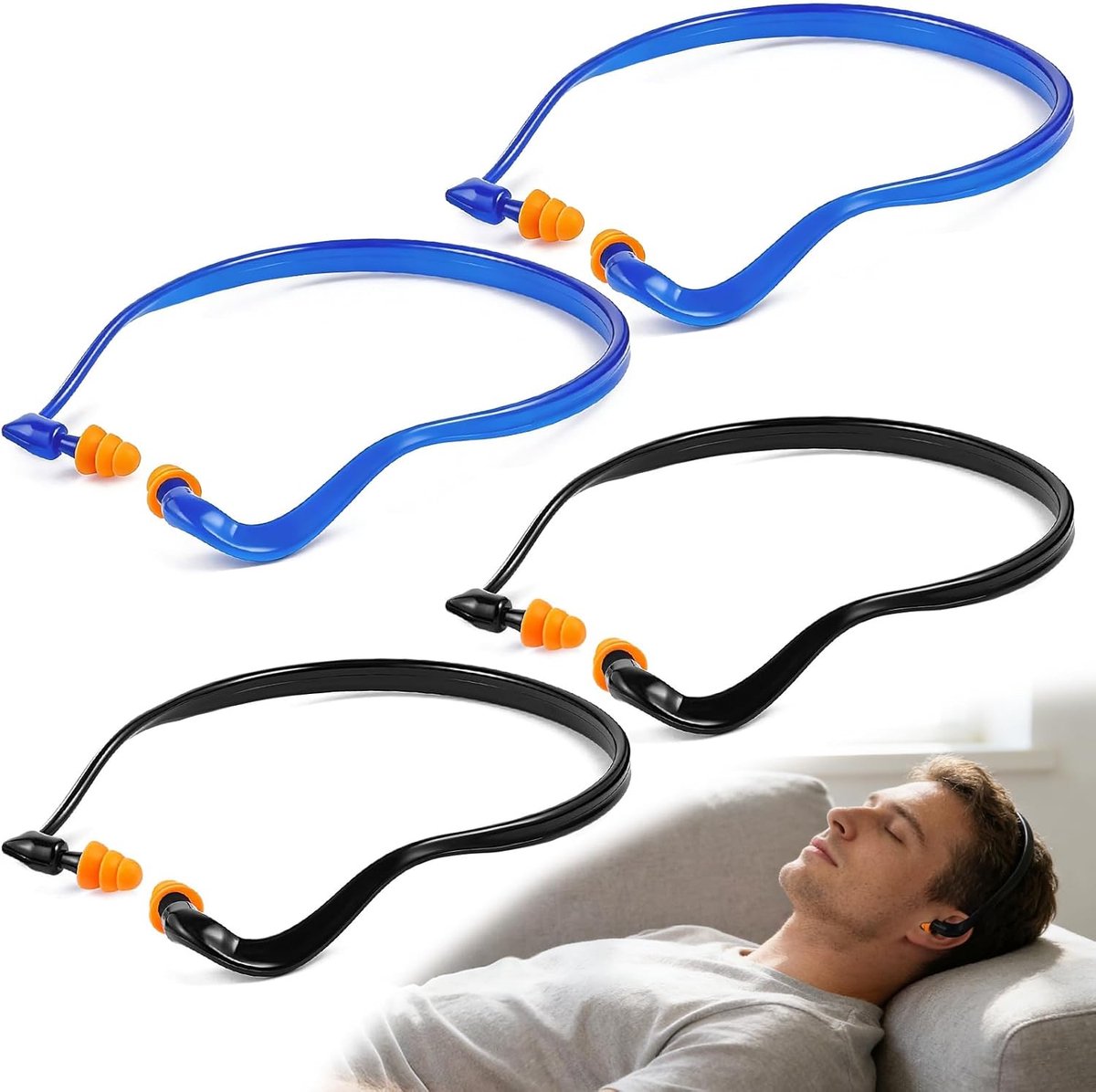 4 Pairs of Hearing Protectors, Hearing Protection, for Work, Study, Construction, Sleeping, Concerts, 14 x 14 x 1.5 cm - ShopVlot