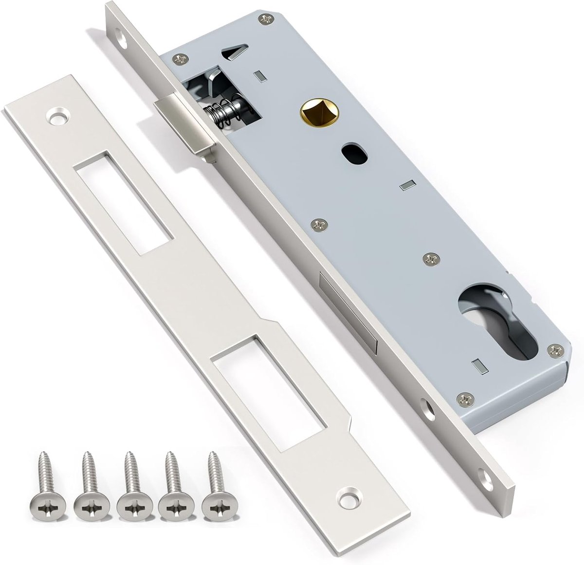Bwintech 1Pcs Stainless Steel 9240 Mortice Lock, 92MM Center 40MM Backset Lock Body, Satin Nickel Frame Door Lock For - ShopVlot
