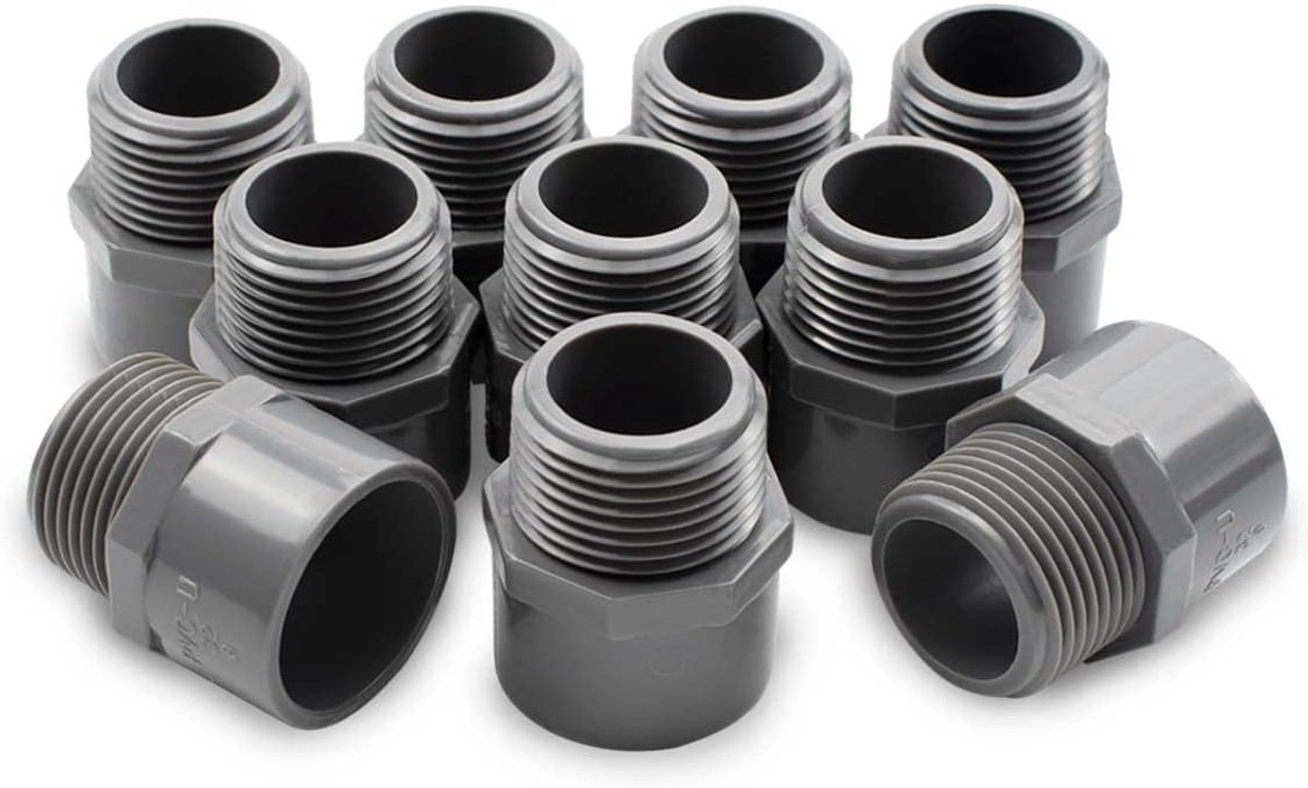 Bwintech 10Pcs Black 1-1/2" Male BSP Wire to 50mm Slip Jack PVC Hex Nipple Connector, Suitable for Farmland - ShopVlot