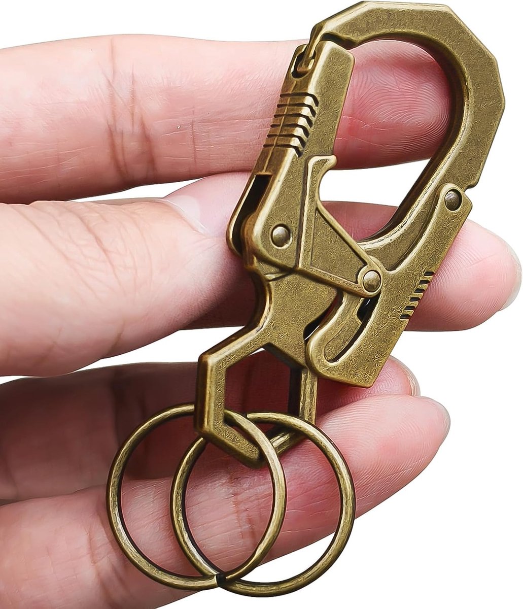 Ahiller Karabiner Key Clip, Zinc Alloy Double Clasp, Outdoor Snap-on Keychain with Closure - ShopVlot