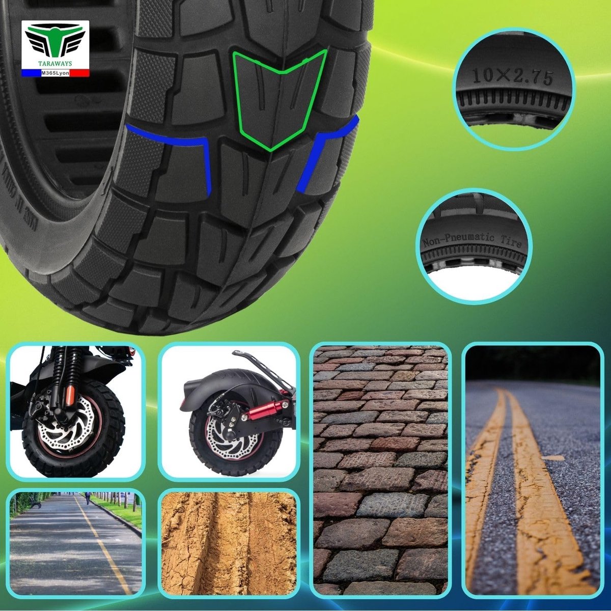 10 x 2.75 (10 x 2.7-6.5) Inch Puncture Resistant Solid Tyre for UrbanGlide cross PRO All Road 5 & MAX, cross PRO - ShopVlot