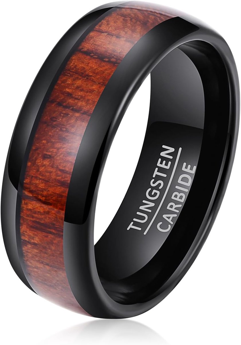 men rings tungsten carbide wide 8mm business retro for black gold women elegant wood grain wedding ring - ShopVlot