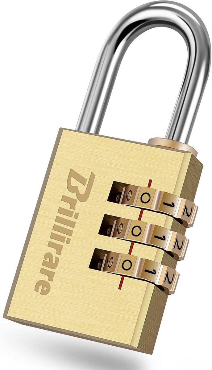 Combinatiehangslot, 3-cijferig messing slot, weerbestendige koperen bagagesloten met numerieke code, resetbaar 28 mm - ShopVlot