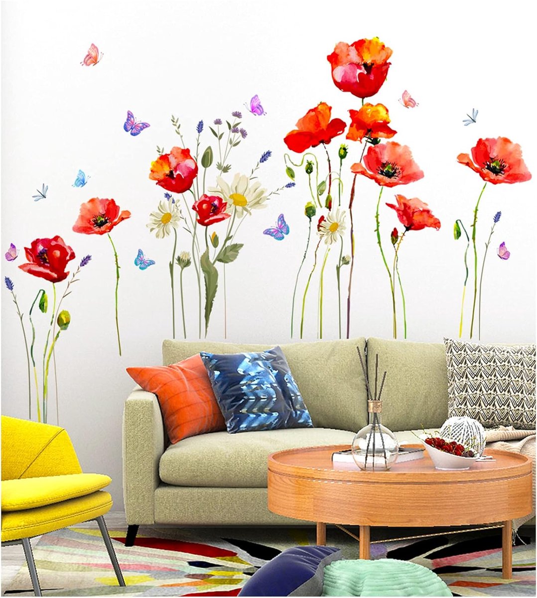 Wall Sticker Garden Flowers,Tianher Wall Decal Flower Plant Butterfly Wall Decoration for Living Room Bedroom Sofa - ShopVlot