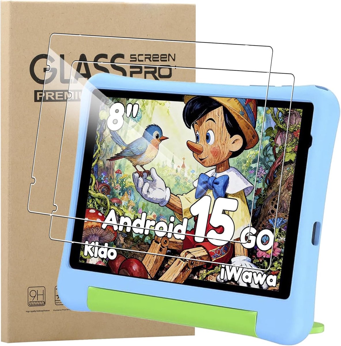 MEMELOKA Gehard glas voor ALLDOCUBE KIDO Children's Tablet 8 inch, 2 stuks 9H hardheid [krasbestendig] [zonder - ShopVlot