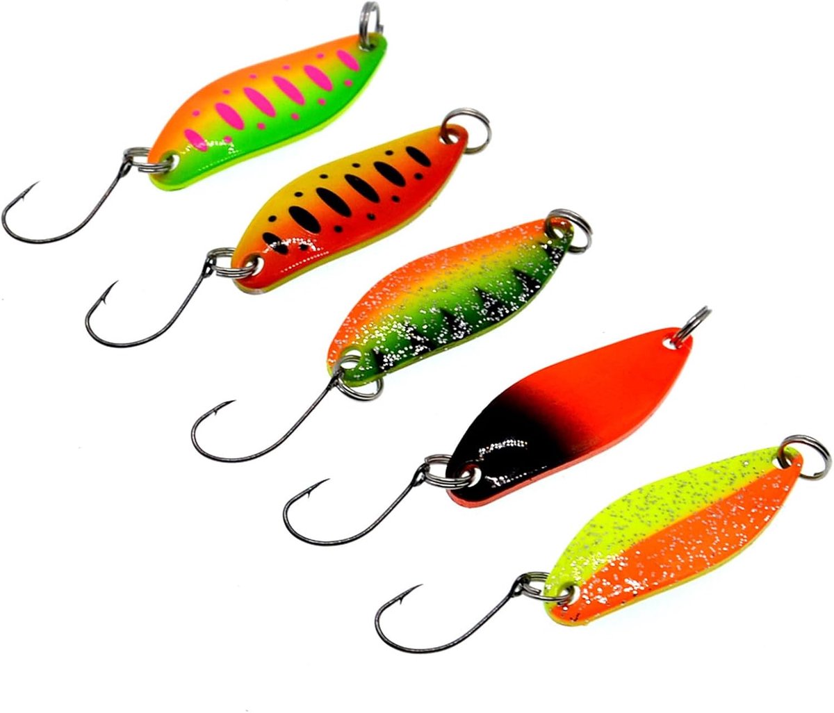5 trout spoons trout flashing lights, coloured back, fish trout, spoon set, fish trout spoon, fish bait, ultra light - ShopVlot