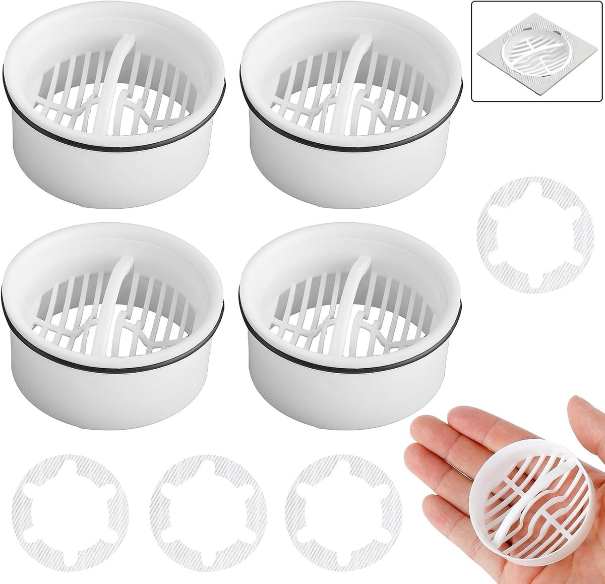 4 stuks haarzeef + dompelbuis voor douche, haarvanger/haarfilter voor Viega Tempoplex afvoergarnituur 6960, 6961 - ShopVlot