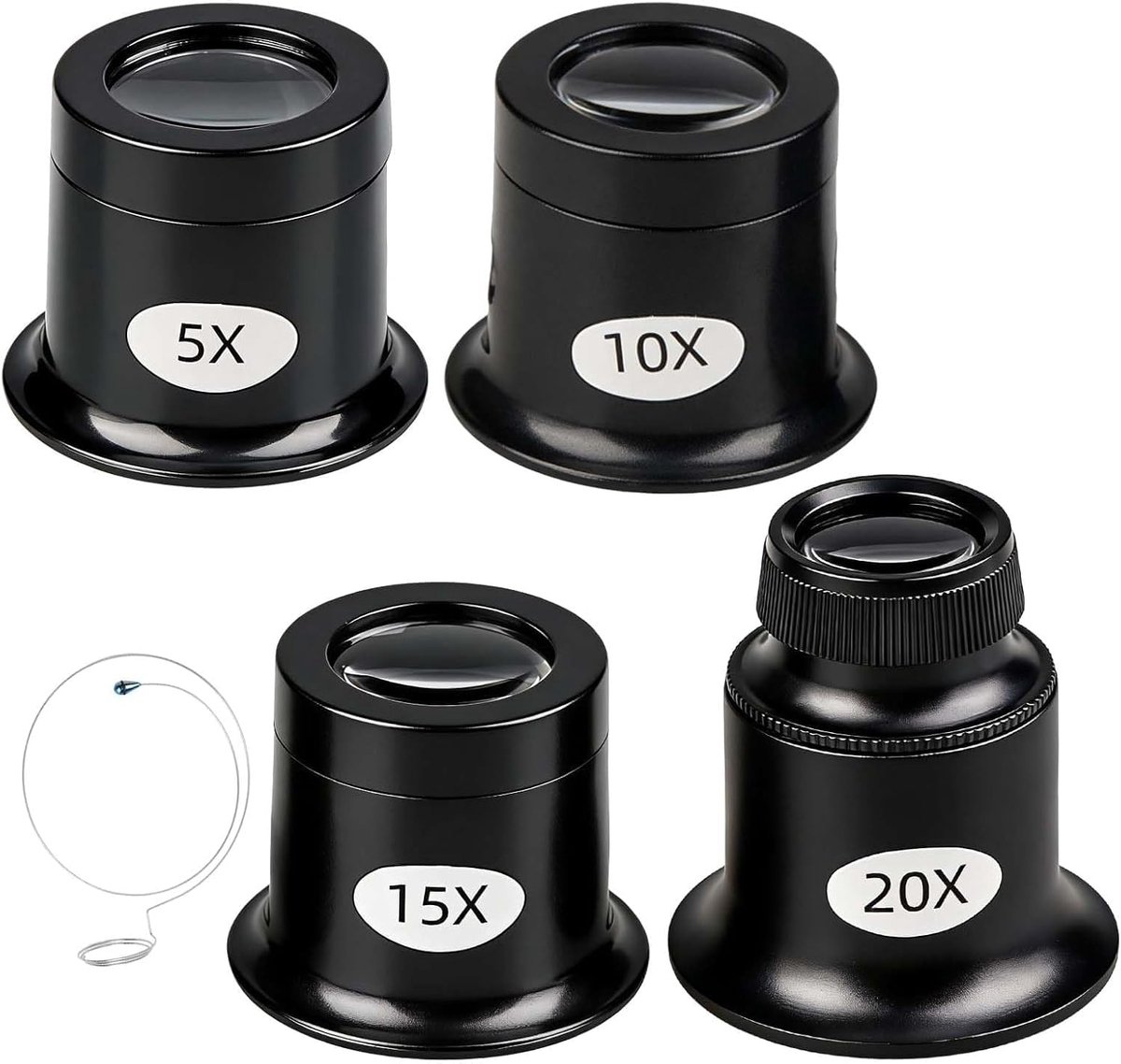 Professionele horlogemakersloep set - 5x, 10x, 15x, 20x vergroting - monoculaire design - ideaal voor horlogereparatie - ShopVlot