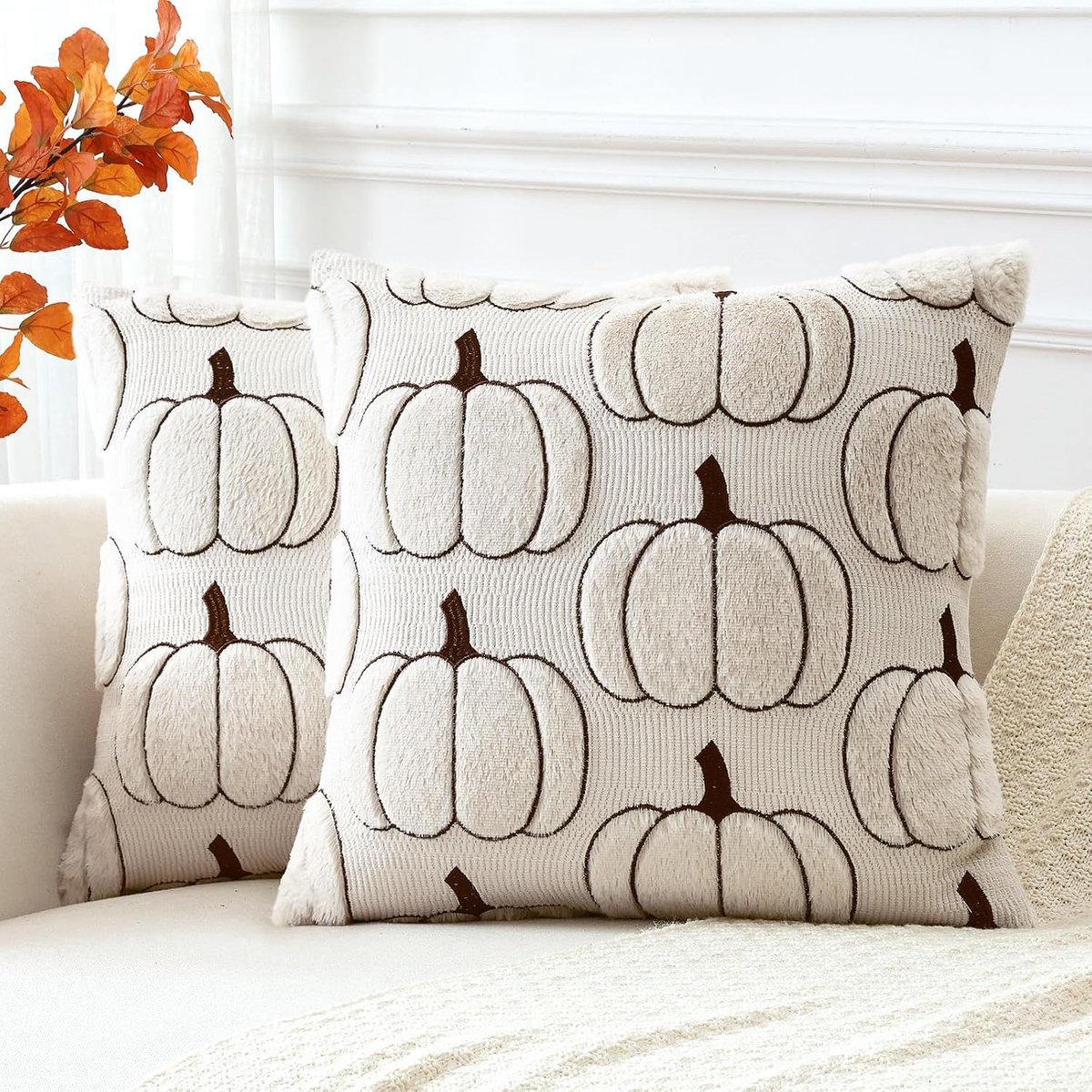 Kussenslopen 45 x 45 cm - Fluwelen pompoen - Herfstdecoratie - Ideaal voor bank en slaapkamer - ShopVlot