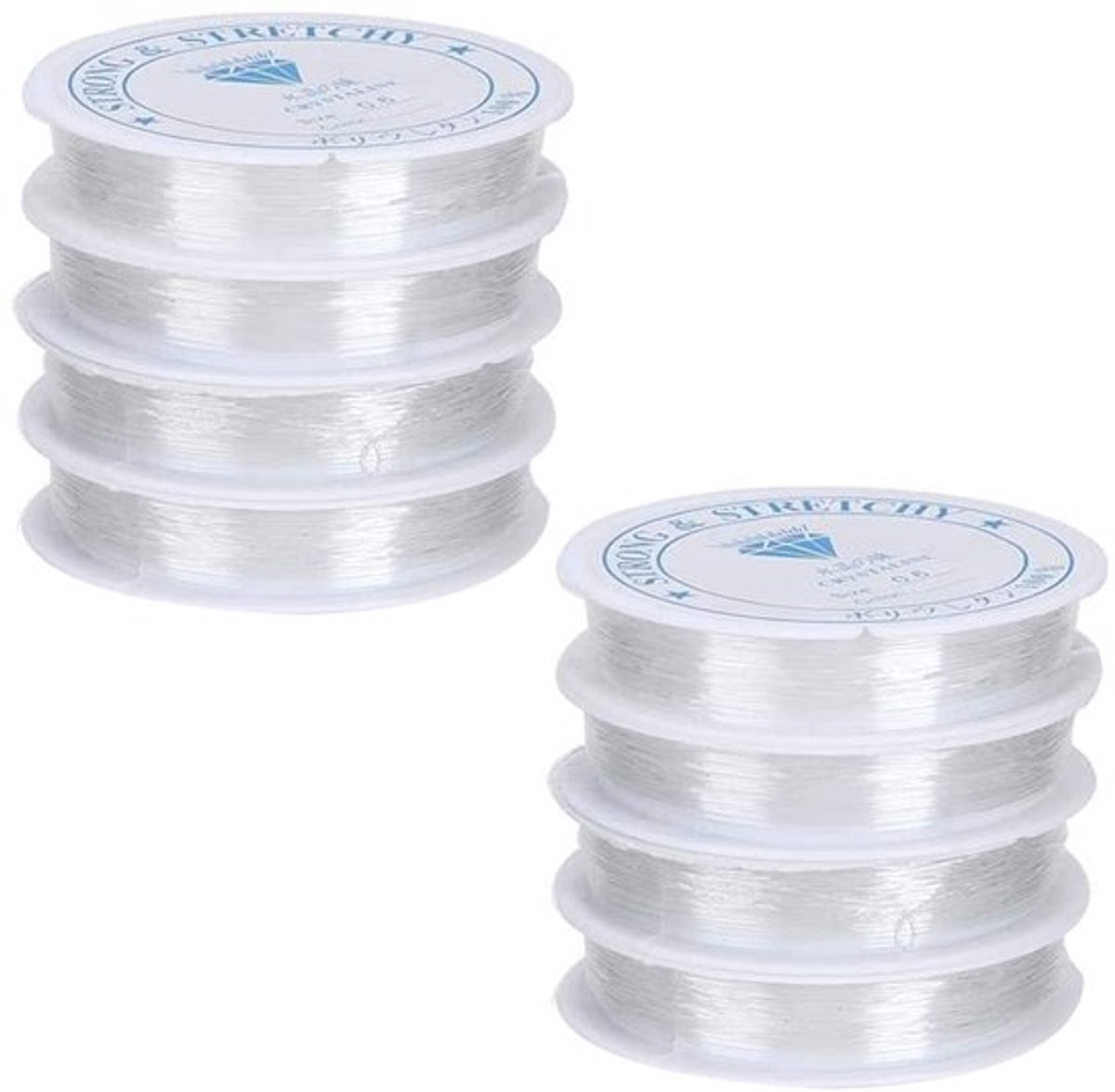 Elastisch Touw 120 m - 8 Rollen van 15 m - Transparant - Scheurbestendig - Diameter 6 mm - Voor Sieraden en Decoraties - Garen