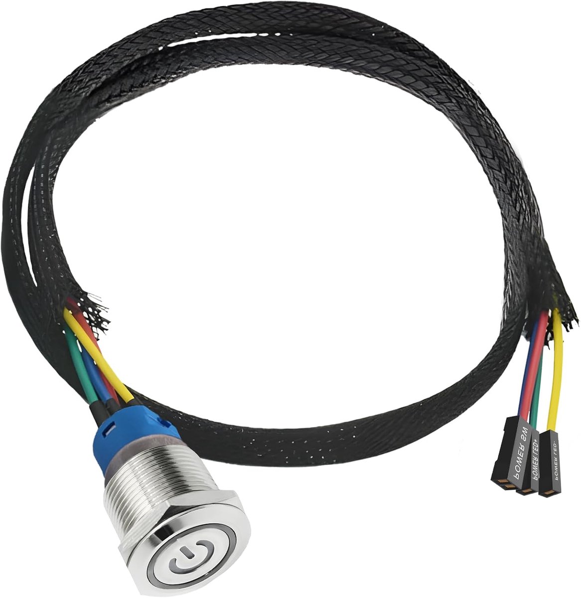PC Power Switch 60cm - Aluminium met LED - Duurzaam en flexibel - Geschikt voor de meeste computerbehuizingen - ShopVlot