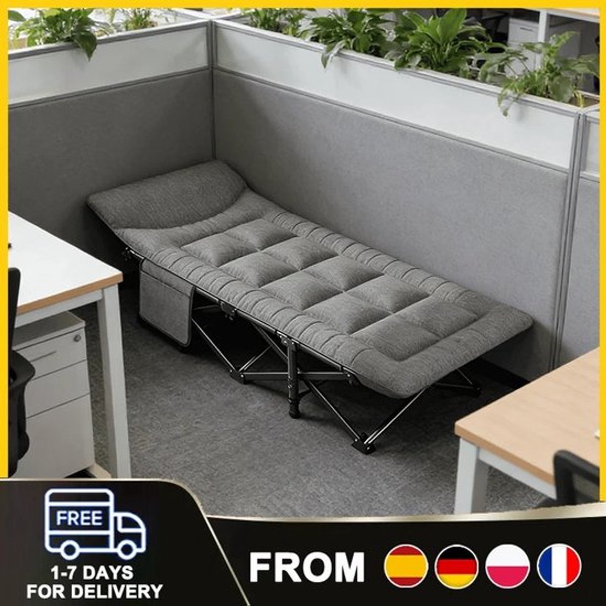 Opvouwbaar campingbed voor buiten met kussen/kussen, draagbaar opvouwbaar lunchpauze-campingbed voor thuis, b