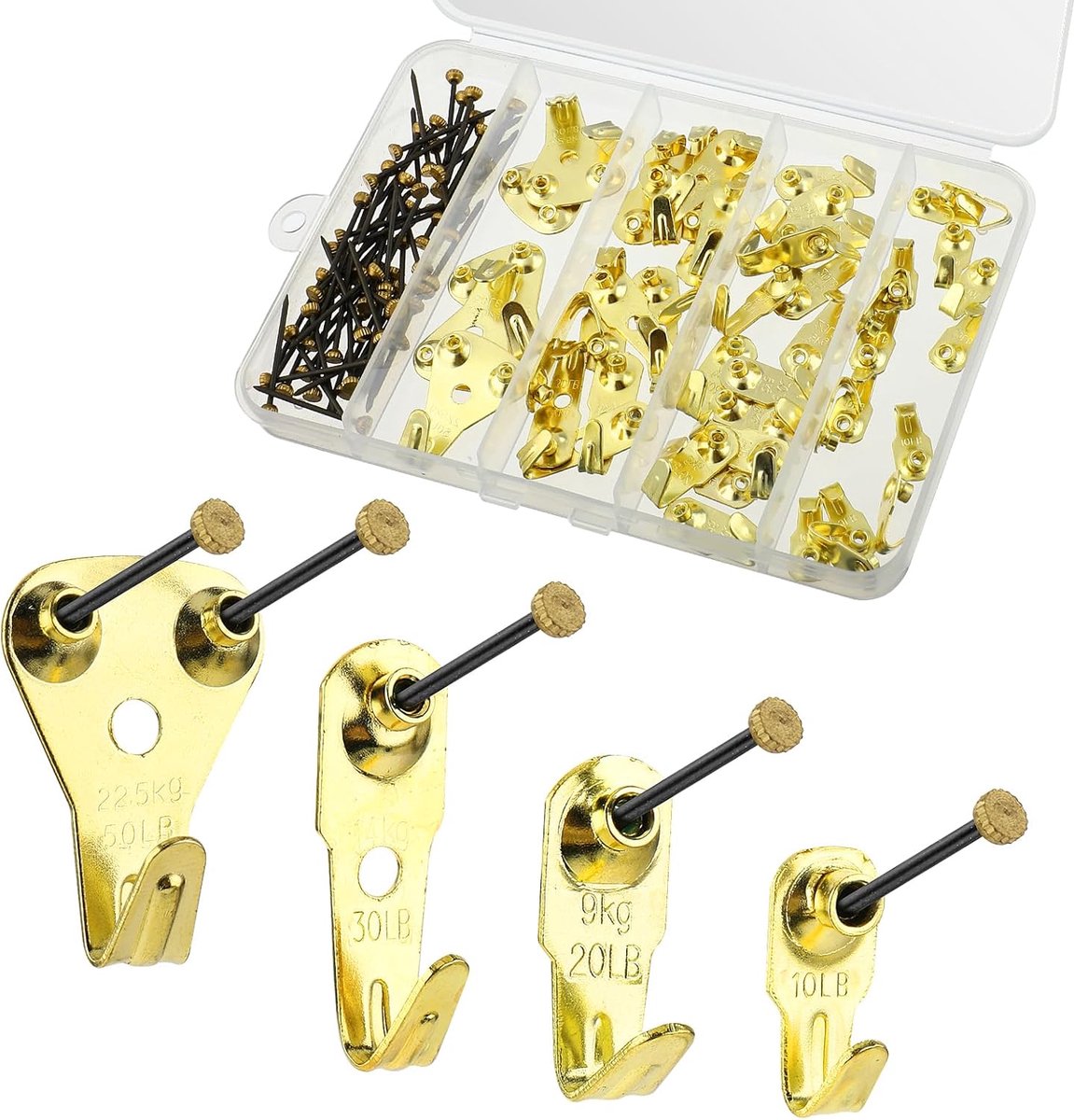 Schilderijhaken 120 stuks - Robuuste metalen haken - Diverse gewichten tot 22,5 kg - Perfect voor thuis en op kantoor - ShopVlot