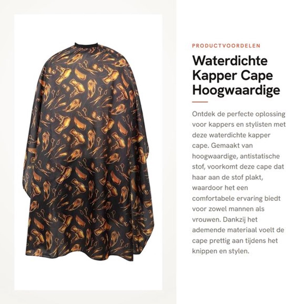 Kapperscape Waterdicht - Kappersmantel - Antistatische Stof - Ademend - Duurzaam - Comfortabel en Praktisch