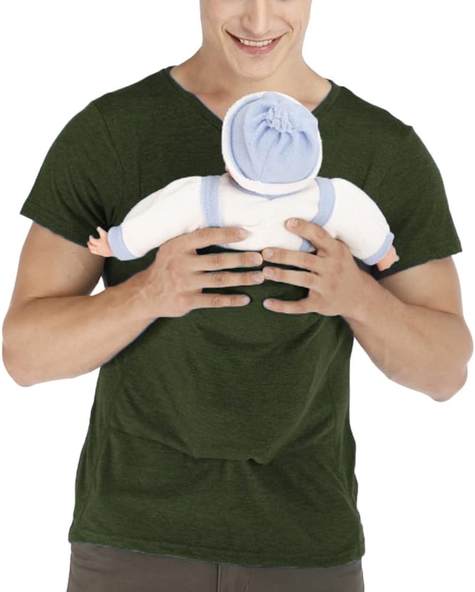 Draagshirt voor mannen 5XL - Donkergroen - Kangoeroe Zak - Ideaal voor knuffelen met je baby - ShopVlot