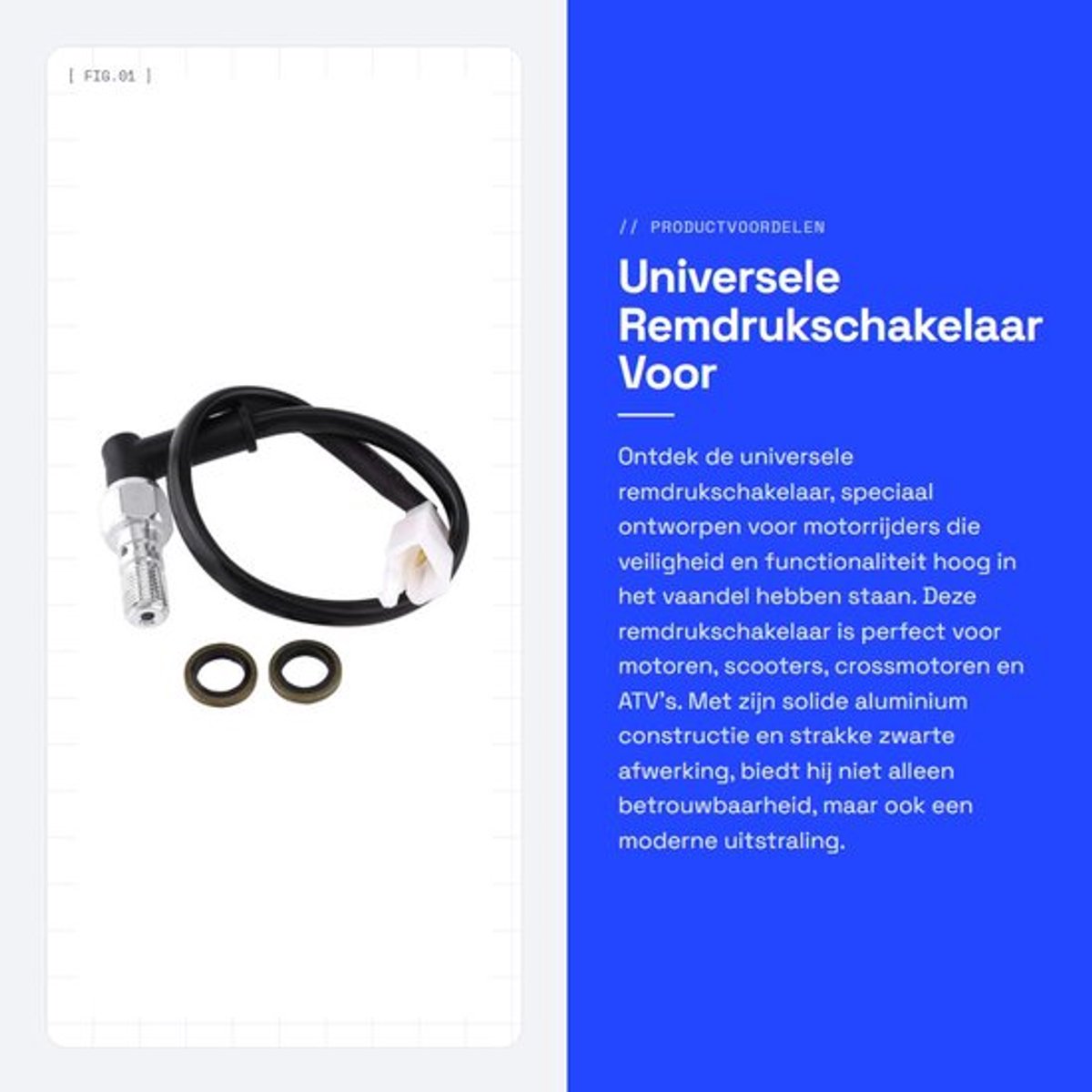 Universele Remdrukschakelaar - Voor Motorrijders - Aluminium - Zwart - Geschikt voor Scooter - Hoogwaardige Kwaliteit