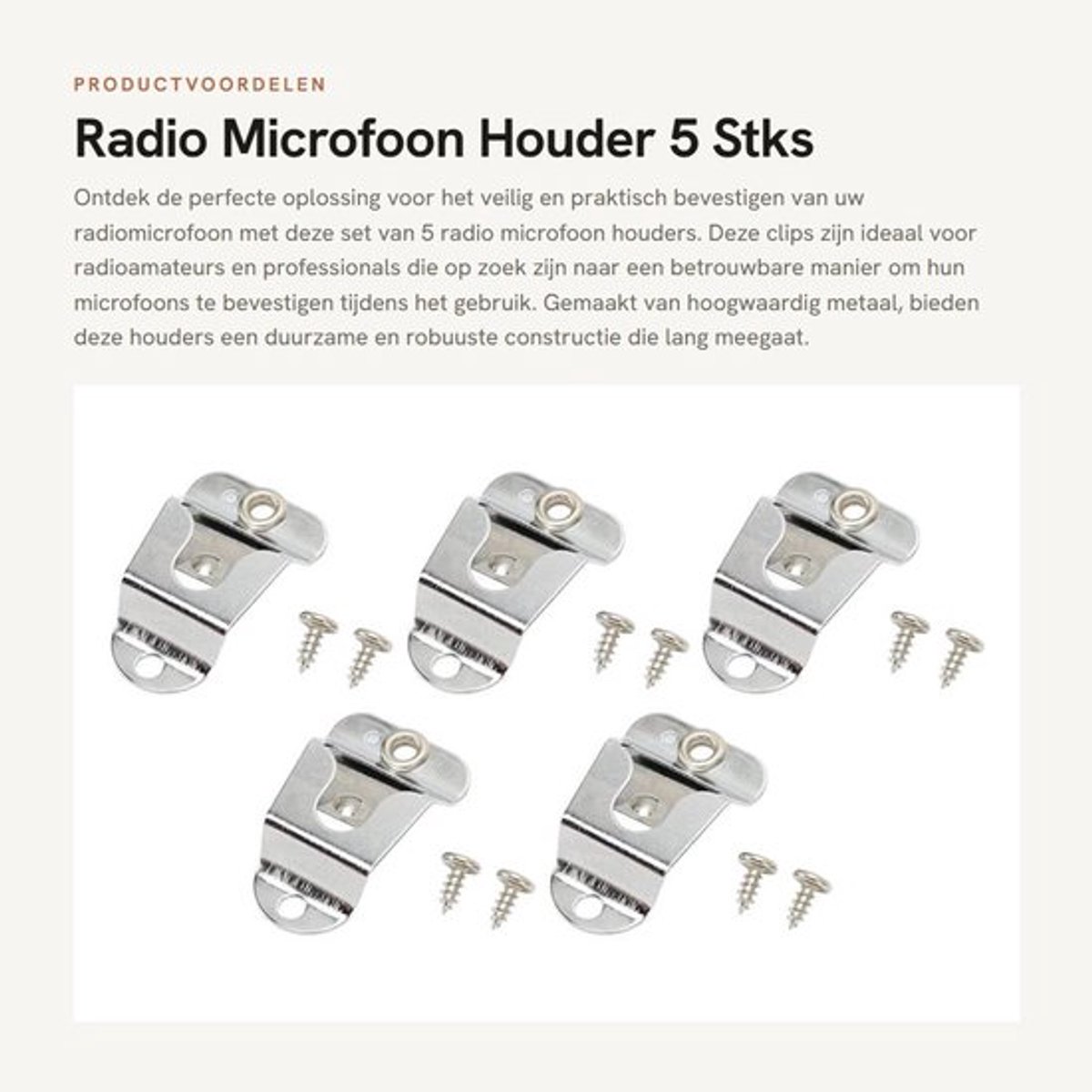 Microfoonhouder Premium Materiaal - 2-Weg Hanger Clips - 5 Stuks - Lichtgewicht - Eenvoudig te Installeren - Corrosiebestendig - Microfoonclip